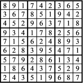 Answers to Previous Sudoku Puzzle