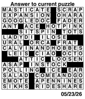 Answers to Previous Crossword