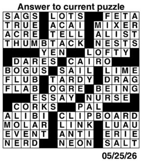 Answers to Previous Crossword