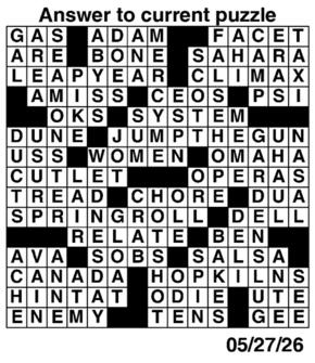 Answers to Previous Crossword