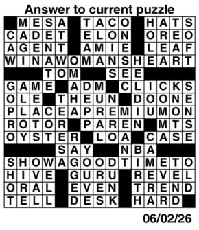 Answers to Previous Crossword