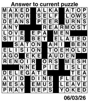 Answers to Previous Crossword