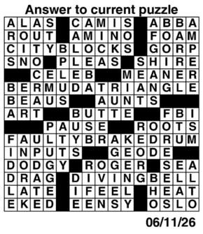 Answers to Previous Crossword