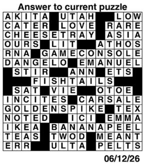 Answers to Previous Crossword
