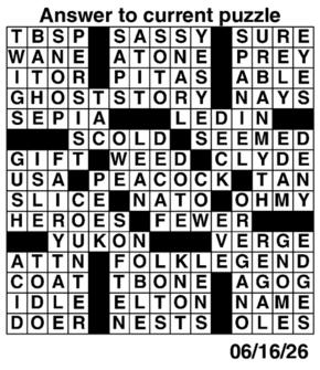 Answers to Previous Crossword