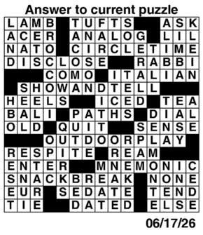 Answers to Previous Crossword
