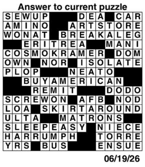 Answers to Previous Crossword