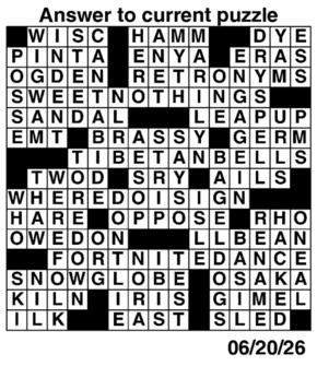 Answers to Previous Crossword