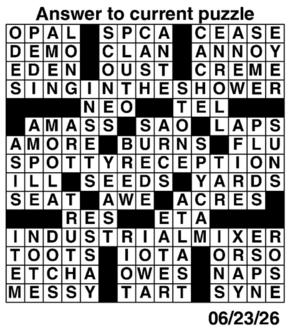 Answers to Previous Crossword
