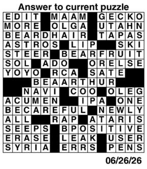 Answers to Previous Crossword