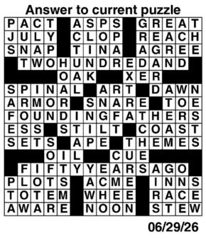 Answers to Previous Crossword