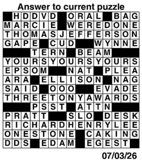 Answers to Previous Crossword