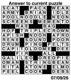 Answers to Previous Crossword