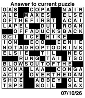 Answers to Previous Crossword