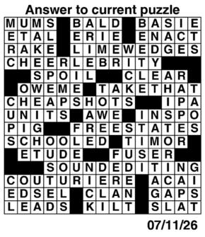 Answers to Previous Crossword