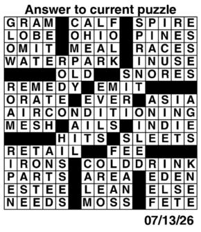 Answers to Previous Crossword
