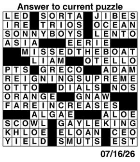 Answers to Previous Crossword