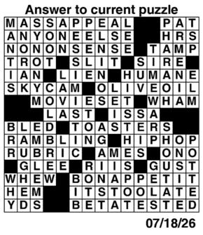 Answers to Previous Crossword
