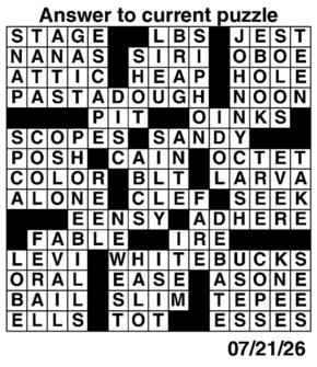 Answers to Previous Crossword