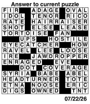 Answers to Previous Crossword