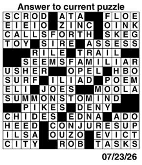 Answers to Previous Crossword