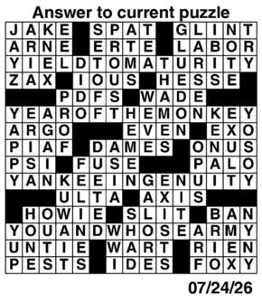 Answers to Previous Crossword
