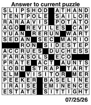 Answers to Previous Crossword