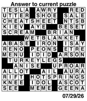 Answers to Previous Crossword