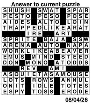 Answers to Previous Crossword