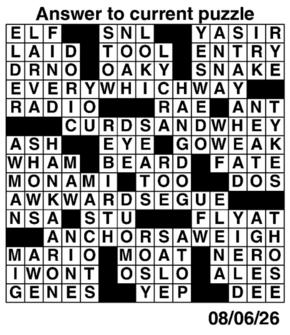 Answers to Previous Crossword