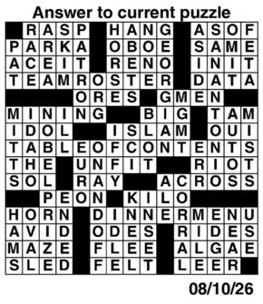 Answers to Previous Crossword