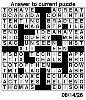 Answers to Previous Crossword