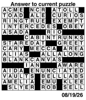 Answers to Previous Crossword