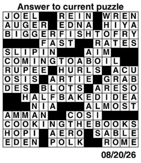 Answers to Previous Crossword