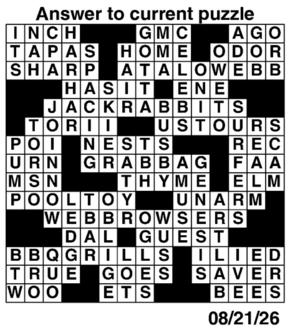 Answers to Previous Crossword
