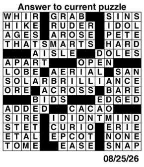 Answers to Previous Crossword