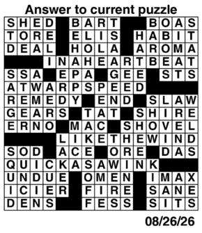 Answers to Previous Crossword