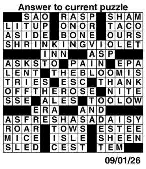 Answers to Previous Crossword