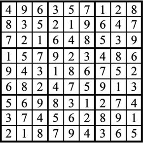 Answers to Previous Sudoku Puzzle