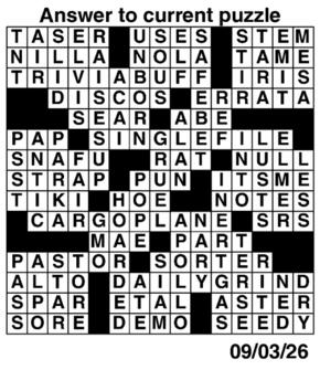 Answers to Previous Crossword