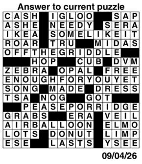 Answers to Previous Crossword