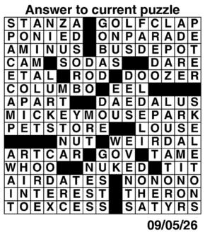 Answers to Previous Crossword