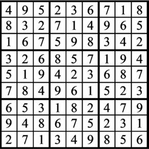 Answers to Previous Sudoku Puzzle