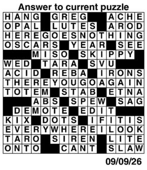 Answers to Previous Crossword
