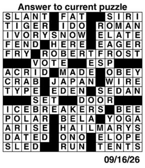 Answers to Previous Crossword