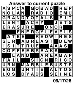 Answers to Previous Crossword