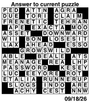 Answers to Previous Crossword