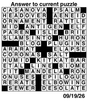 Answers to Previous Crossword