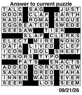 Answers to Previous Crossword