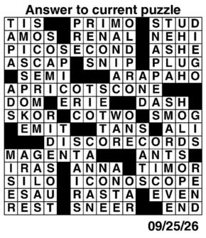Answers to Previous Crossword